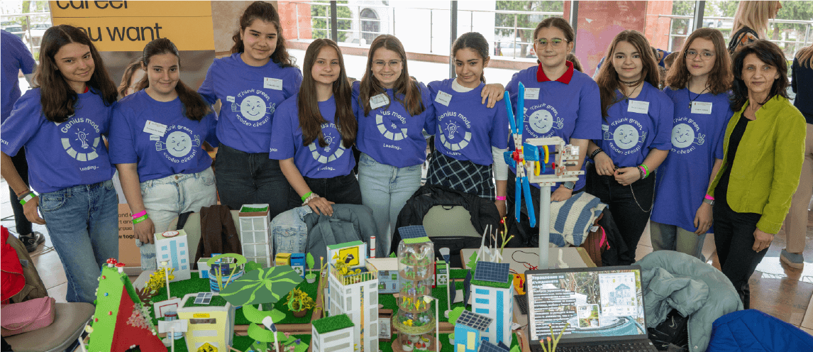 Students with a project